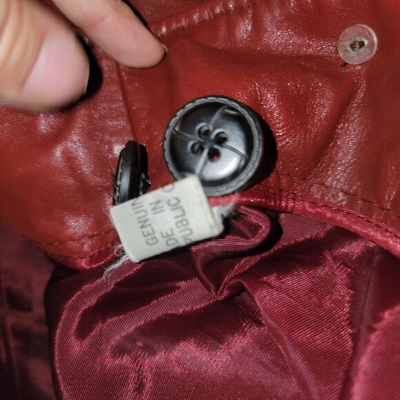 Oxblood Red Genuine Leather Jacket Long Women's Size M/L Button 3/4 Sleeve Chic - Picture 9 of 12